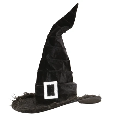 Witch Velvet Hat With Plush Trim & amp Buckle