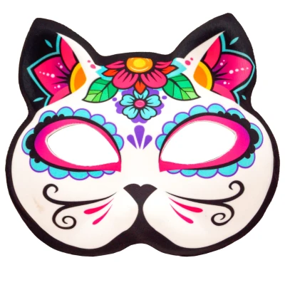 Dia De Los Muertos Cat Chinless Fabric Mask