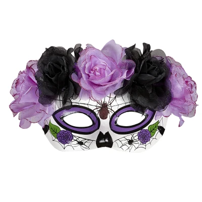 Dia de los muertos eyemask decorated purple & black roses
